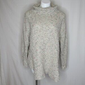 Free People Beige Chunky Turtleneck Tunic Sweater Women's M Medium